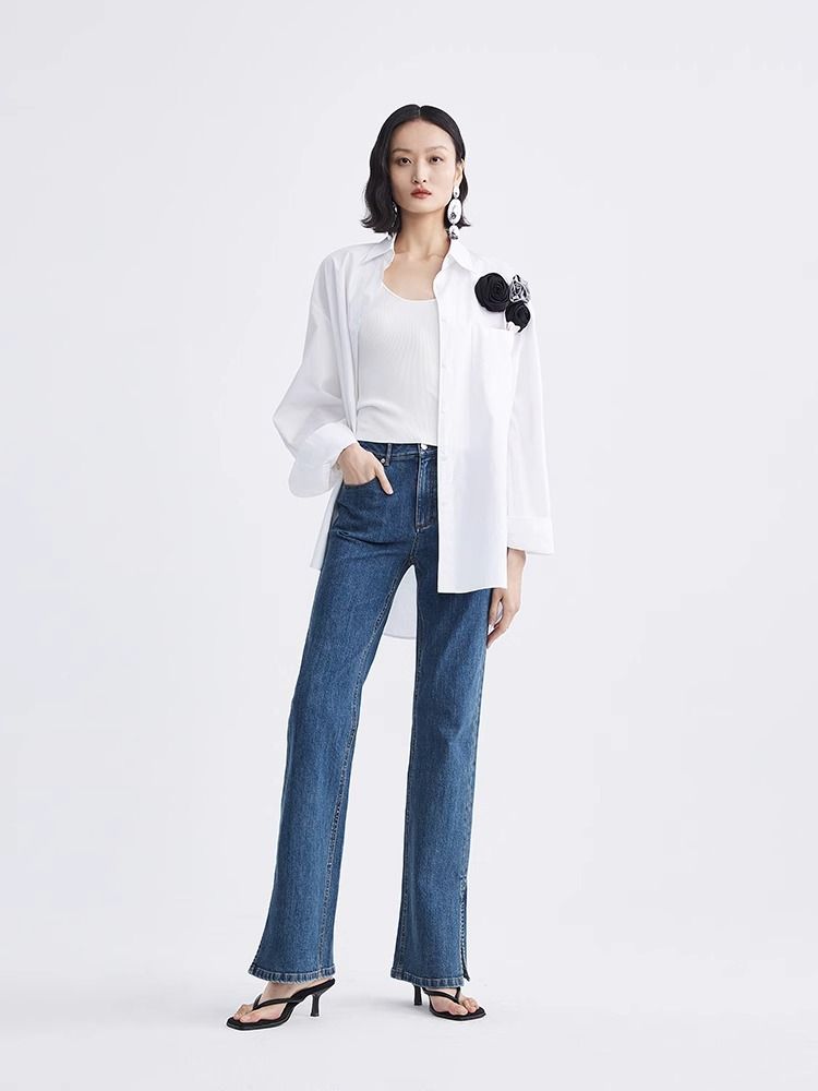 Women's Clothing Spring New High Waist High Slim Fit Split Retro Flared Pants Flared Jeans Women Spring_ecoleips.com