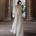 Frnch Slv Light Wdding Lac Fairy Tmpramnt Outing Rcption Drss Floor-Lngth Off-Shouldr Satin Gown Long_ecoleips.com
