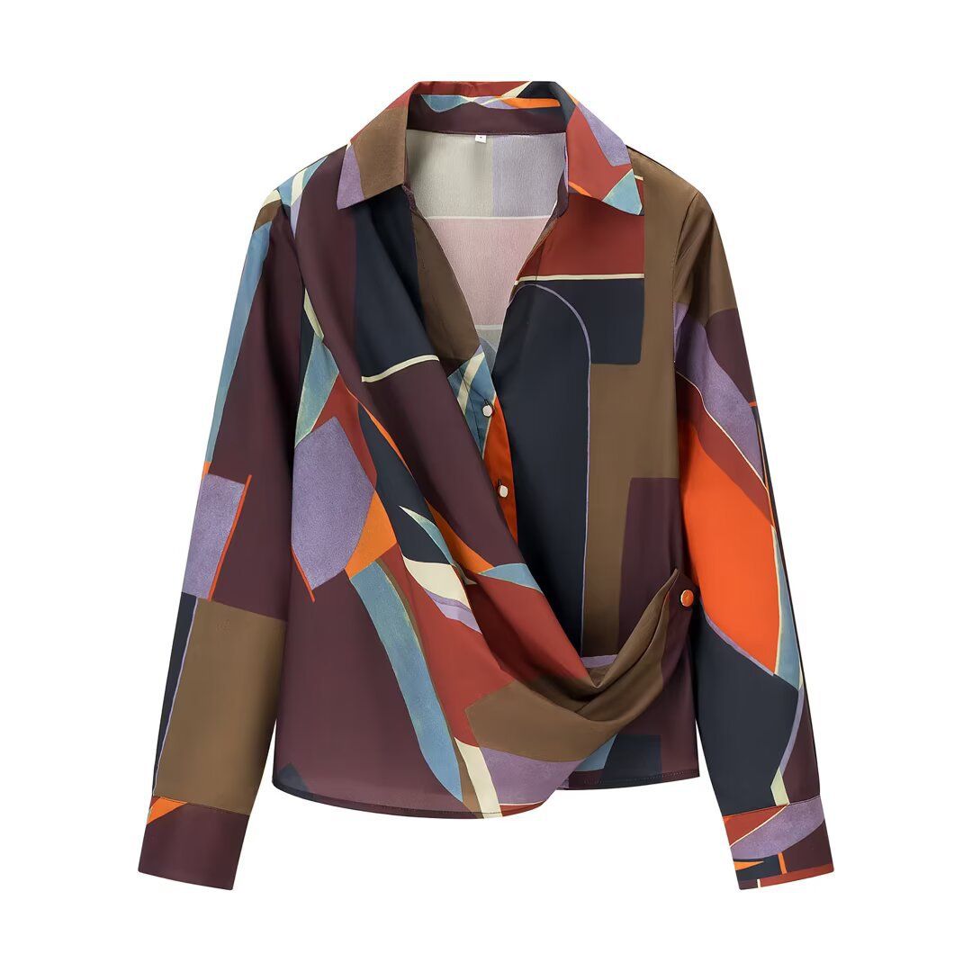 ZARZ Women's Stylish Printed Double Front Shirt - Classic & Versatile Polyester Blouse For Casual & Office Wear_ecoleips.com