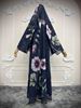 Elegant Printed Robe - Long Sleeve Flowy Abaya With Traditional Floral Design, Sizes S-XXL_ecoleips.com