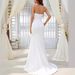 Elegant Mermaid Lace Wedding Dress With Small Train, Strapless Backless Gown For Bride, Flattering Plus Size A-Line Silhouette_ecoleips.com