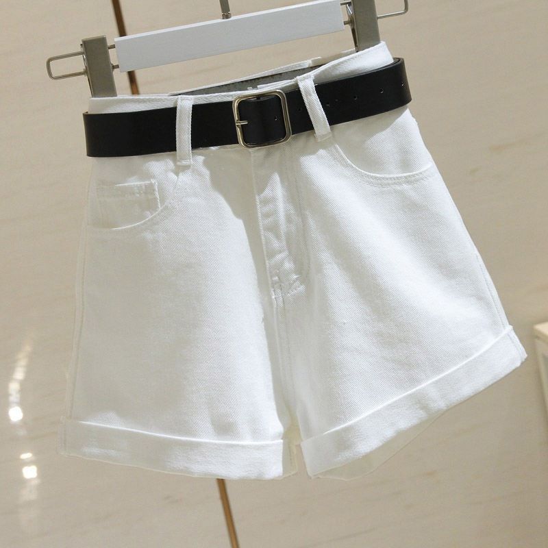 2026 Summer New Denim Shorts Women's High Waist Skinny Versatile Student Wide Leg Pants Curled A-word Hot Pants_ecoleips.com