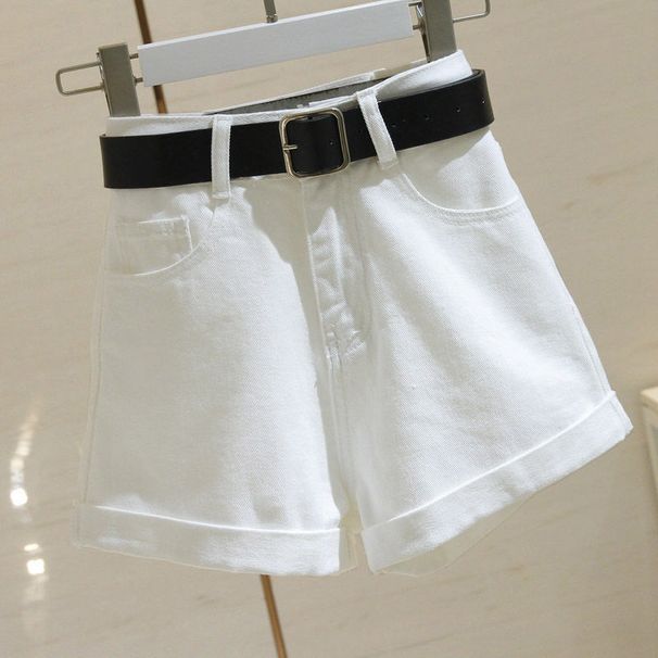 2026 Summer New Denim Shorts Women's High Waist Skinny Versatile Student Wide Leg Pants Curled A-word Hot Pants_ecoleips.com