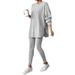 2025 European And American Cross-Border Autumn Winter Women's Loose Hooded Sleeve Casual Long Pants Ribbed Stripe_ecoleips.com
