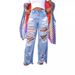 Trendy Distressed Ripped Jeans For Women - High Waist Straight Leg Denim Pants With Floral Embroidery - Comfortable Stretch Fabric_ecoleips.com