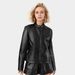 "Tailored PU Leather Jacket For Women - Slim Fit Washed Faux Leather Coat With Stand Collar & Belt Detail, Office & Night Out Essential (Black)"_ecoleips.com