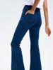 Cross border new high waist yoga denim flared pants for women, slimming, hip lifting, double pockets, sports outer wear casual pants_ecoleips.com