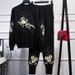 Pearl-Embellished Knit Sweater & Pants Set – Oversized Two-Piece Outfit (S-XXL) | Black & Grey | Streetwear Chic_ecoleips.com
