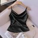 Women's Fashion Satin Camisole - Slim Fit Pure Color Tank Top With Ultra-Thin Straps (Apricot/Black/White)_ecoleips.com