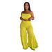 Two Piece Set Of European And American Sexy Bubble Crepe Fabric With Black Fungus Edge Splicing And Strapless Pants_ecoleips.com