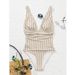 Women's One-Piece Swimsuit With Striped Design - Soft Polyester Fabric, Comfortable Fit, Beach & Pool Swimwear For Summer_ecoleips.com