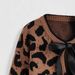 European And American Cross-border Leopard Print Bow Tie Knitted Sweater Women's Long-sleeve Cardigan Top_ecoleips.com