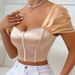 High-End Satin Camisole Off-Shoulder Strapless Bra Pure Sexy French Style Beautiful Back Women's Top_ecoleips.com