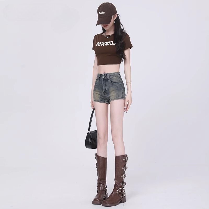 American Retro Denim Hort Women, 2026 Ummer Trend, Veratile New High-waited Tight A-line Hot Pant For Tylih_ecoleips.com