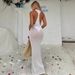 Women's Sexy Sheer Maxi Dress Fashion V Neck Slim Fit Backless Beach Vacation Summer Long Dress For Female_ecoleips.com