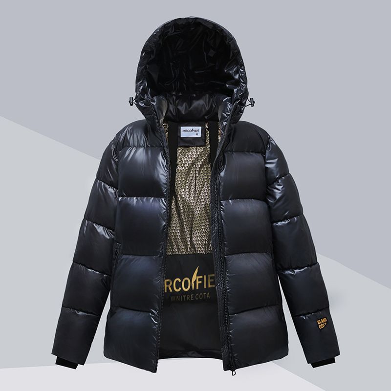 Women's Clothing Black And Gold Five Grid Hooded Down Cotton Coat Short Winter Clothes For Men And Women, Fashionable Thickened Cotton Padded Jacket_ecoleips.com