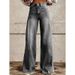 Cross-Border Foreign Trade Women's Plus Size Denim Hot-Selling 3D Printed Casual Wide-Leg Flared_ecoleips.com