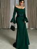 Elegant Women's Long Sleeve Off-Shoulder Ruffle Detail Bodycon Evening Dress For Wedding & Party_ecoleips.com