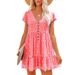 2022 European And American Spring/Summer Independent Website V-neck Buttoned Small Floral Short-sleeved Loose_ecoleips.com