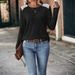Aria Basics Aria Basics Cross-border European American Women's Fashion New Autumn And Winter Round-neck Ribbed Brushed Lace Long-sleeve_ecoleips.com