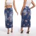 Hip-wrapped Denim Skirt, European And American All-match Slim-fit Sleeve, Back Slit Bottom, Ladies' Blue Long Skirt_ecoleips.com