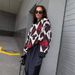 Retro Knit Sweater Women's Oversized - Black & Red Diamond Pattern (60% Cotton, Soft Crewneck) Vintage-Inspired Cozy Pullover For Fall/Winter_ecoleips.com