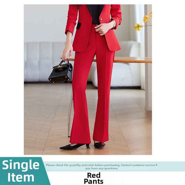 Women's Clothing Black Suit Jacket Professional Attire Color Block Stylish Slightly Flared Pants Spring Autumn Winter Goddess Style_ecoleips.com
