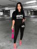 Women's Casual Loose Fashion Letter Pattern Printed Loose T-shirt+cropped Pants Two-piece Set Summer Home Sportswear Daily Wear-280_ecoleips.com