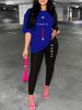 Women's Casual And Fashionable Paris Letter Pattern Printed Loose T-shirt+cropped Pants Two-piece Home Sportswear Daily Wear-229_ecoleips.com