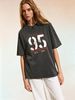 Women's Plus Size Crew Neck T-shirt, Retro 95 Number, Loose Short-sleeved Sporty Casual Top_ecoleips.com