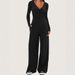 Women's Wide Leg Pants Suit Long Sleeved Multi Occasion Sportswear Autumn Winter_ecoleips.com