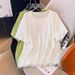 Women's Clothing Plus Size Loose Slim Oblique Needle Jacquard Square Collar Short Sleeved T Shirt_ecoleips.com