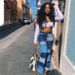Women's Clothing Autumn New Fashion Contrast Patchwork High Waist Tight Hip Flared Women's Denim Trousers_ecoleips.com
