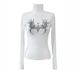 Women's Y2K Style Patterned Printed Long Sleeve High Neck Slim Fit T-Shirt European American Versatile Top Wholesale New Arrivals_ecoleips.com