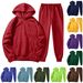 Women's Clothing Autumn and winter men's hooded solid color light plate pullover sweatshirt set casual sports hoodie sweatshirt trousers two piece set_ecoleips.com