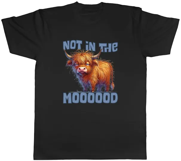 Women's T-Shirts Funny Highland Cow Not In The Moooood Mens T-Shirt Tee Gift Top_ecoleips.com