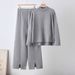 Women's Autumn/Winter Two Piece Set European American Style Loose Pullover Sweater And Slit Wide Leg Pants Solid Color Knitted Suit_ecoleips.com