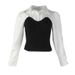 Women's Clothing Small Lapel Long Sleeve Slim Fit Short Shirt Female New Knitted Stitching Stylish Top_ecoleips.com