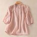 Women's Clothing Summer New Large Size Literary Versatile Design Embroidered Three Quarter Sleeve Shirt Women's Solid Color Cotton And Linen Top_ecoleips.com