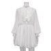 Women's French Style Elegant Short Dress Ruffled Hem Stand Collar Long Sleeves Elastic Waist A-Line Skirt Cross Border Design_ecoleips.com