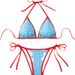 Women's Clothing Sexy Beach Bikini Houndstooth Tie Halter Neck Triangle Small Chest Cute Girl Swimsuit Female_ecoleips.com