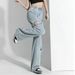 Blue Ripped Denim Women's High Street Straight-leg Distressed Summer Thin Loose Drapey High-waisted Wide-leg_ecoleips.com