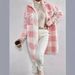 Women's Plaid Flannel Coat With Button-Down Collar, Oversized Long Trench Coat For Autumn/Winter, Elegant & Casual Office Wear_ecoleips.com