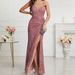 Women's Clothing Evening Dress Banquet Temperament Slim Daily V Neck Sequin Dress_ecoleips.com