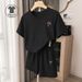 Women's Summer Sports Casual Set Sweet Stylish Loose Fit Short Sleeved Top with Pony Head Embroidered Design_ecoleips.com