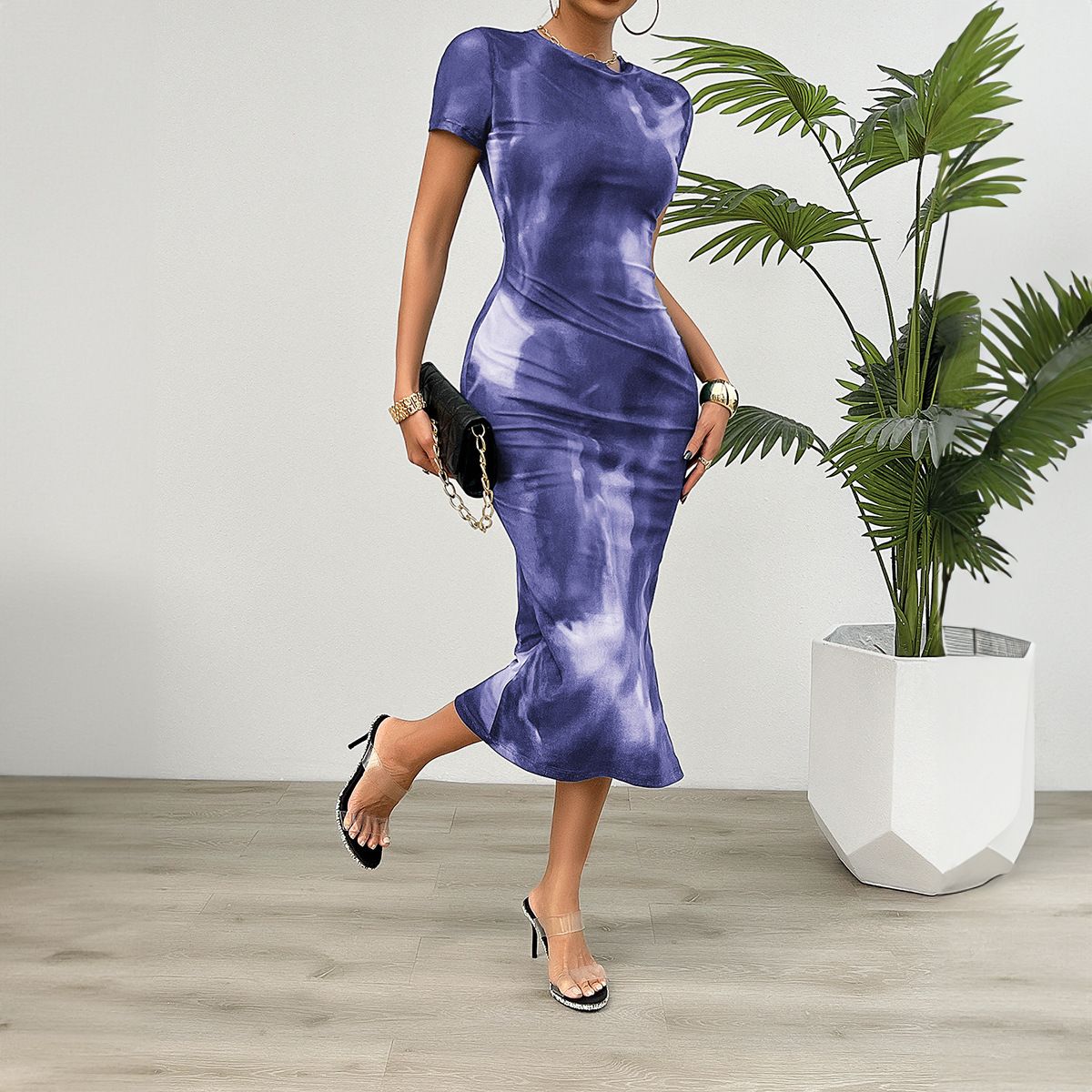 Elegant Short Sleeve Qipao Bodycon Dress – Women’s Slim Fit Cheongsam (Breathable & Stretchy) – Fall/Winter Fashion_ecoleips.com
