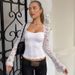 Women's European American Style Lace Patchwork Hollow Long Sleeve T-Shirt Casual Versatile Waist Cinching Top_ecoleips.com