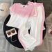 Women's Clothing Fashion Sportswear High-end Online Celebrity Leisure Suit Women's Gradient Color Short-sleeved Top Straight Pants Two-piece Suit_ecoleips.com