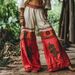 Women's Clothing Women's Retro Print Wide Leg Pants Fashionable Style Casual Comfortable Fit High Waist Trousers_ecoleips.com