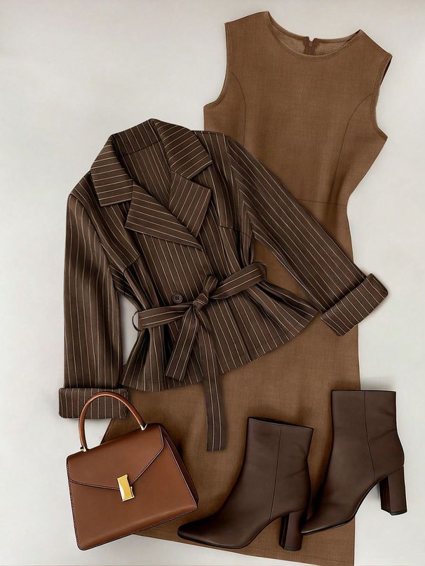 Women's European American Style Two Piece Suit Set Spring Striped Trousers Bound Suit Skirt Sets_ecoleips.com